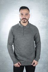 Uzun Kollu Polo Yakalı Yarım Düğmeli Rahat Akrilik Kumaşlı Erkek Kazak 93089