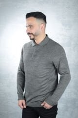 Uzun Kollu Polo Yakalı Yarım Düğmeli Rahat Akrilik Kumaşlı Erkek Kazak 93089