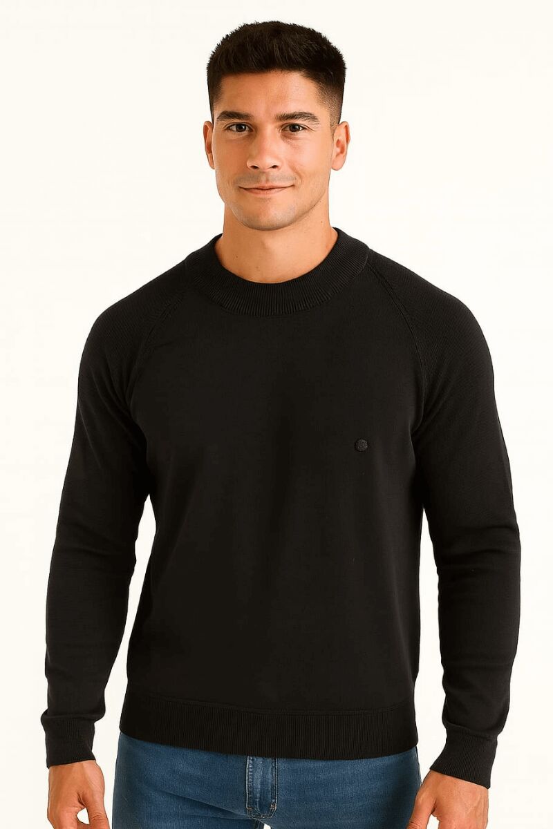 Erkek Sweatshirt Uzun Kollu Pamuk Karışımlı Rahat Kesim Günlük Şık Basic Sweat LACİVERT
