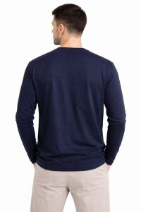 Bisiklet Yaka Uzun Kollu Erkek Sweatshirt 671 LACİVERT
