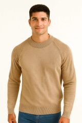 Erkek Sweatshirt Uzun Kollu Pamuk Karışımlı Rahat Kesim Günlük Şık Basic Sweat VİZON