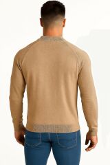 Erkek Sweatshirt Uzun Kollu Pamuk Karışımlı Rahat Kesim Günlük Şık Basic Sweat VİZON