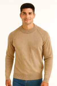 Bisiklet Yaka Uzun Kollu Pamuk Karışımlı Erkek Sweatshirt VİZON VİZON - M