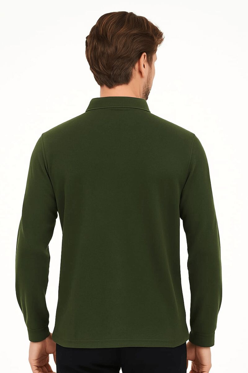 Erkek Klasik Yaka Gömlek Uzun Kollu Kalın Kumaş Düğmeli Rahat Şık Günlük Basic Gömlek HAKİ