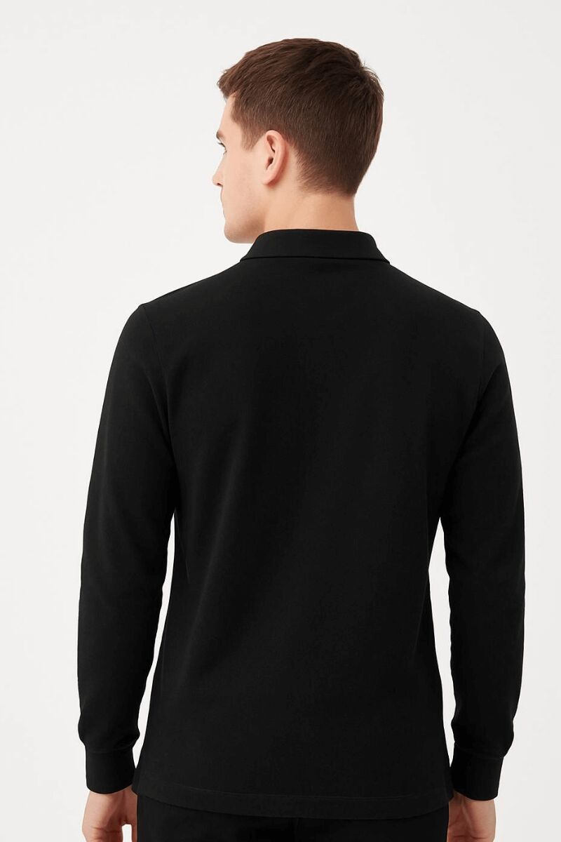 Erkek Klasik Yaka Gömlek Uzun Kollu Kalın Kumaş Düğmeli Rahat Şık Günlük Basic Gömlek SİYAH