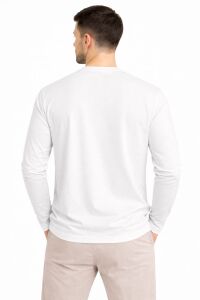 Bisiklet Yaka Uzun Kollu Erkek Sweatshirt 671 BEYAZ
