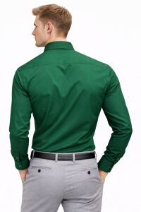 Uzun Kollu Müslin Yaka Casual  Erkek Gömlek 9136 YEŞİL