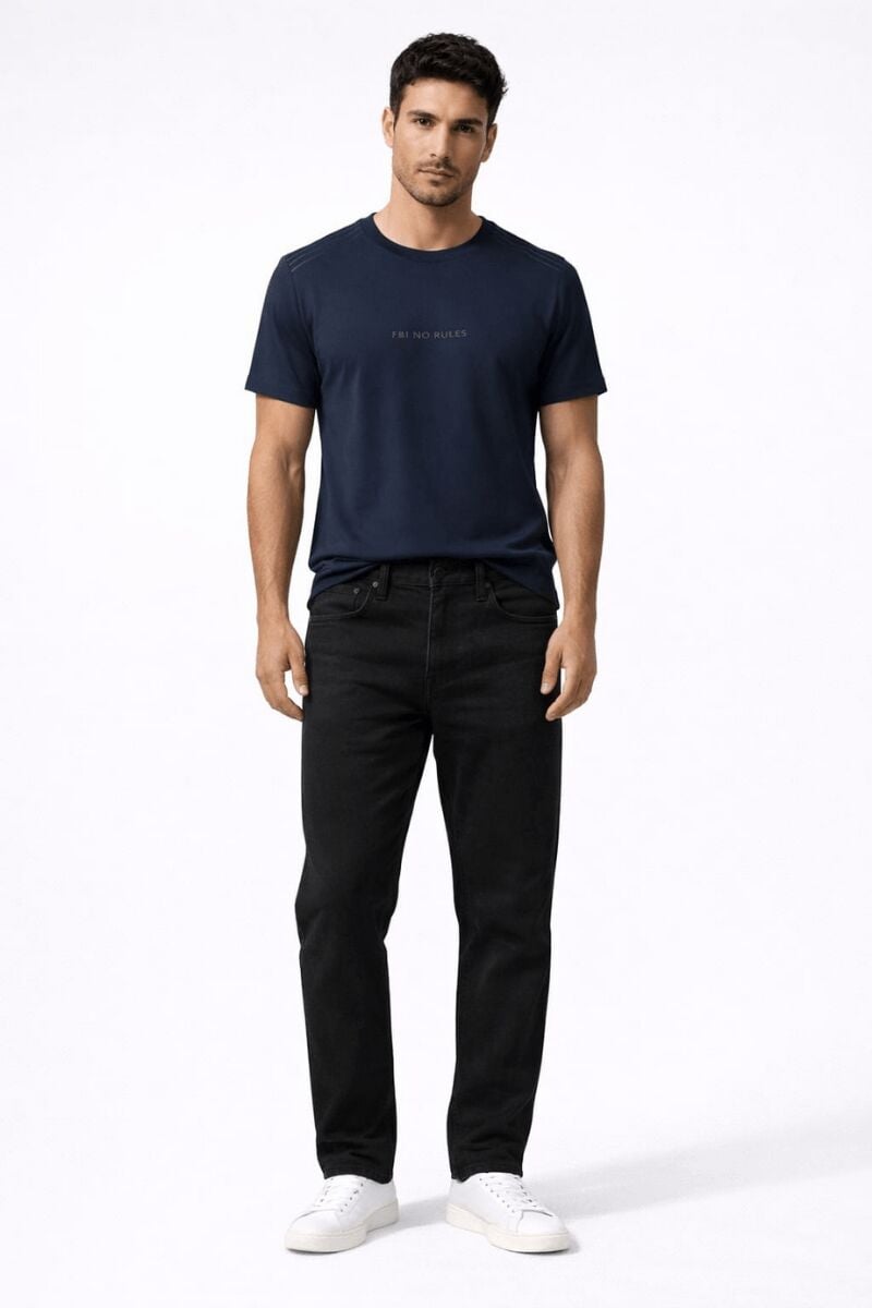 Bisiklet Yaka Oysho Kumaş Rahat Ve İnce Kısa Kollu  Erkek Tshirt  95317 LACİVERT