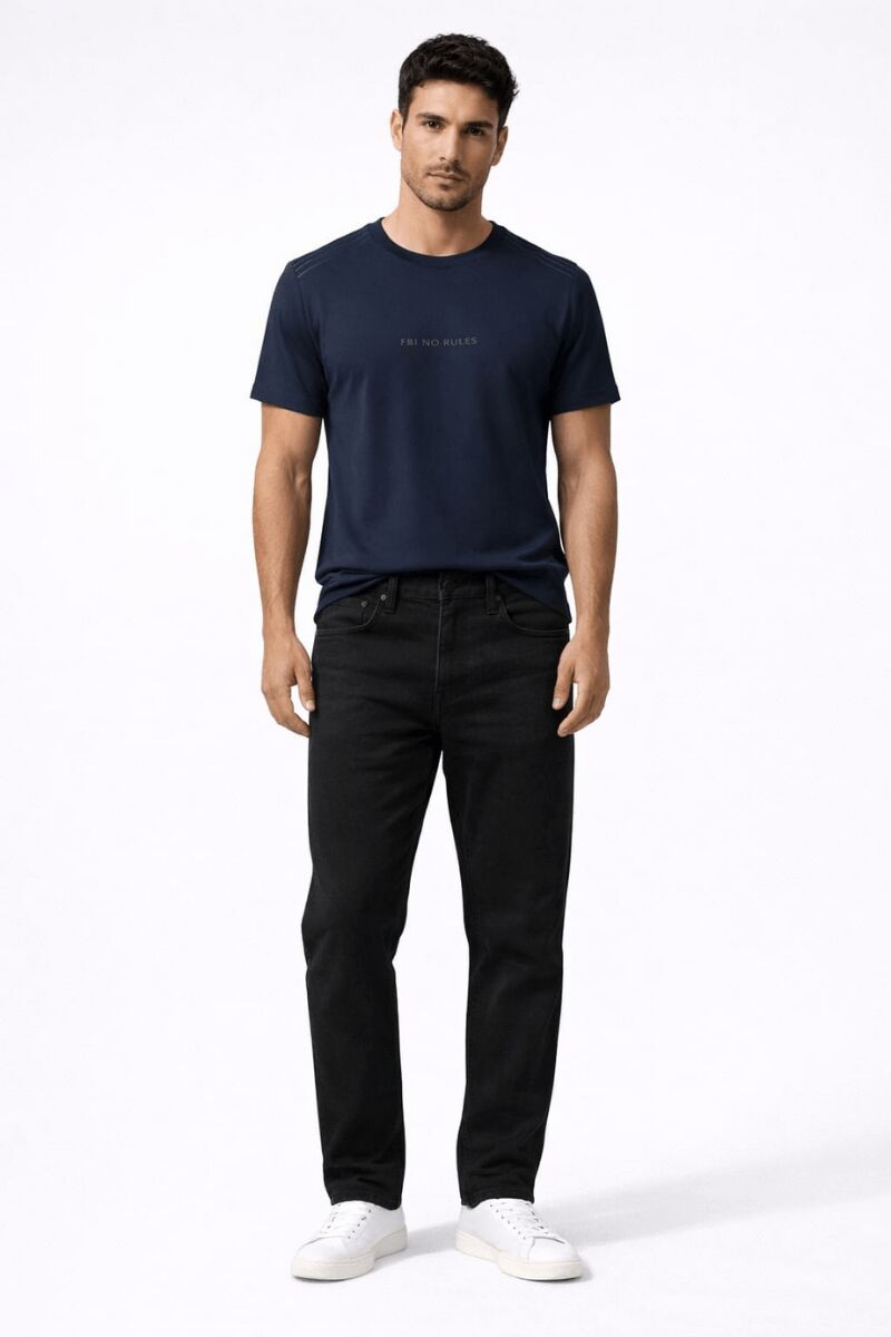 Bisiklet Yaka Oysho Kumaş Rahat Ve İnce Kısa Kollu  Erkek Tshirt  95317 LACİVERT