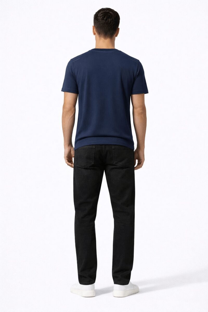 Bisiklet Yaka Oysho Kumaş Rahat Ve İnce Kısa Kollu  Erkek Tshirt  95317 LACİVERT