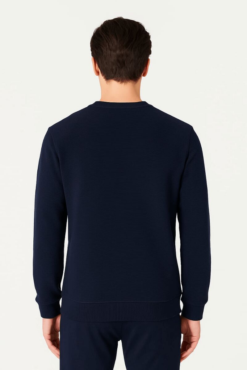 Bisiklet Yaka Pamuk Karışımından Üretilmiş Rahat Kesim Yumuşak Sweatshirt 95092 LACİVERT