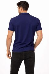 Düğme Kapamalı Polo Yaka Kısa Kollu İnce Erkek Tshirt 4817 LACİVERT