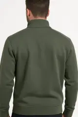 Uzun Kollu  Yarım Fermuarlı Dik Yakalı Pamuk Karışımlı Rahat Erkek Sweashirt 763