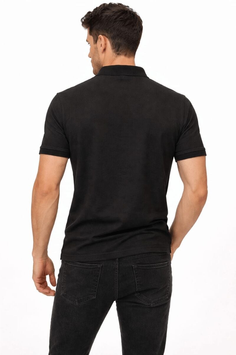 Düğme Kapamalı Polo Yaka Kısa Kollu İnce Erkek Tshirt 4817 SİYAH