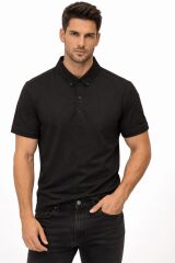 Düğme Kapamalı Polo Yaka Kısa Kollu İnce Erkek Tshirt 4817 SİYAH