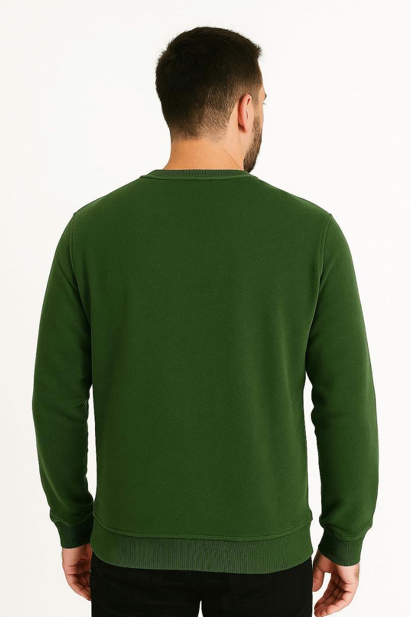 Uzun Kollu Pamuk Karışımlı Selanik Kumaş Bisiklet Yaka Ön Baskılı Erkek Kazak 665