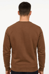 Uzun Kollu Pamuk Karışımlı Selanik Kumaş Bisiklet Yaka Ön Baskılı Erkek Kazak 665