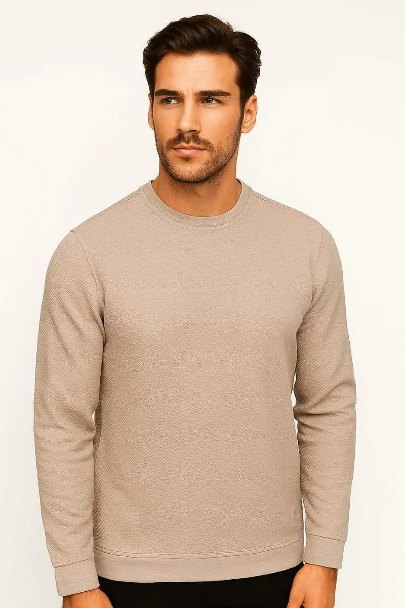 Uzun Kollu Viscon Karışımlı Bisiklet Yakalı Regulear Kesim Şık Erkek Sweatshirt 746