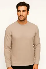 Uzun Kollu Viscon Karışımlı Bisiklet Yakalı Regulear Kesim Şık Erkek Sweatshirt 746