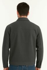 Erkek Yakalı Kapitone Astarlı Mont  Uzun Kollu Pamuk Yandan Cepli Tam Fermuar Kapamalı GRİ