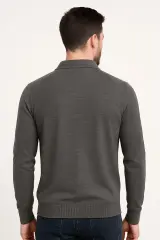 Uzun Kollu Polo Yakalı Yarım Düğmeli Rahat Akrilik Kumaşlı Erkek  Triko Kazak 93089