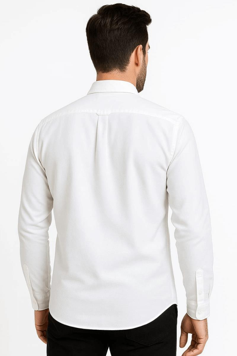 Erkek Uzun Kollu Pamuk Karışımlı Regulear Fit Düğmeli Kalın ve Rahat  Gömlek 96102