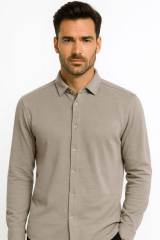 Erkek Uzun Kollu Pamuk Karışımlı Regulear Fit Düğmeli Kalın ve Rahat  Gömlek 96102