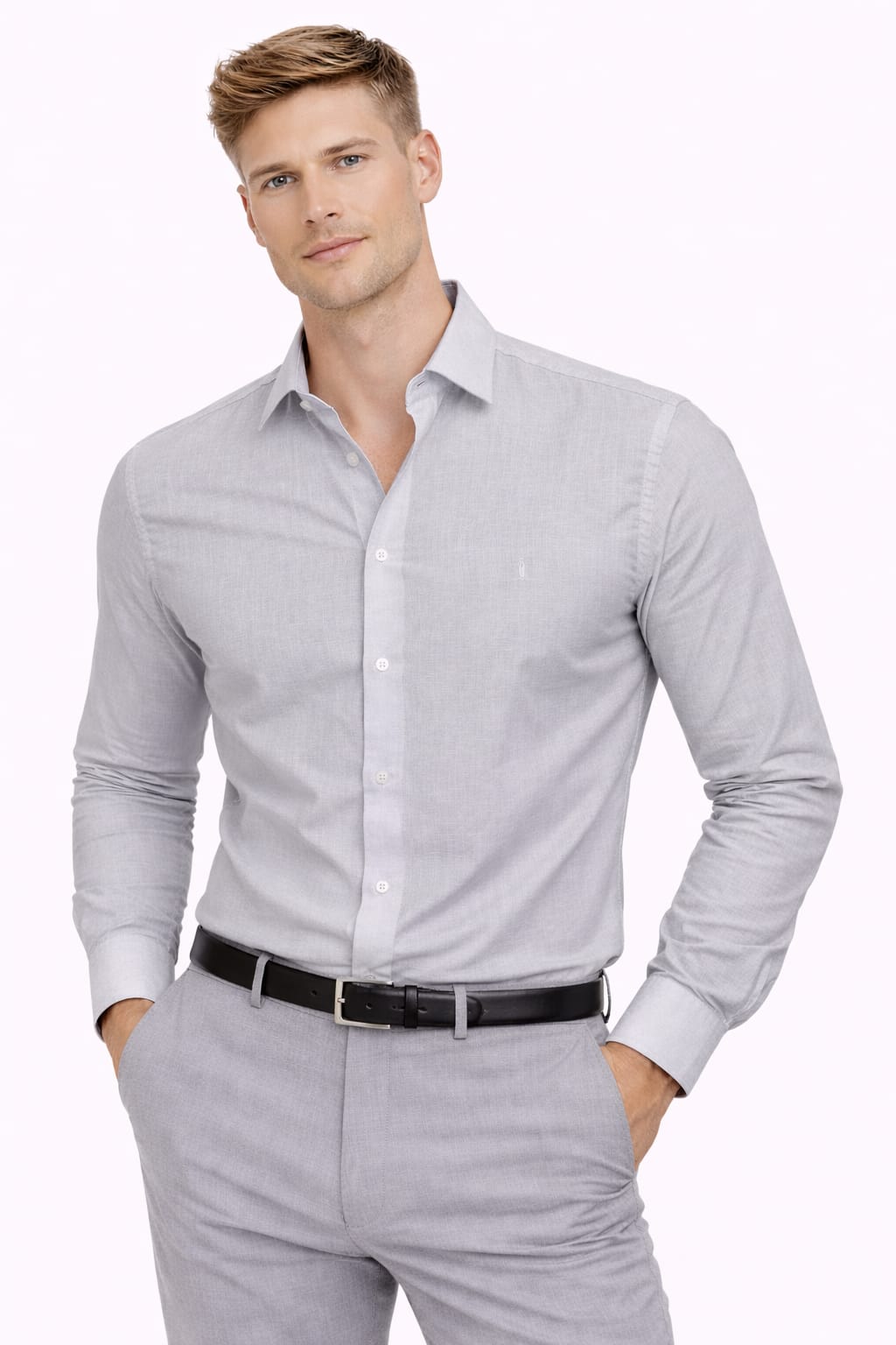Keten Klasik Yakalı Regular Uzun kollu Casual Erkek Gömlek 61 GRİ GRİ - XL