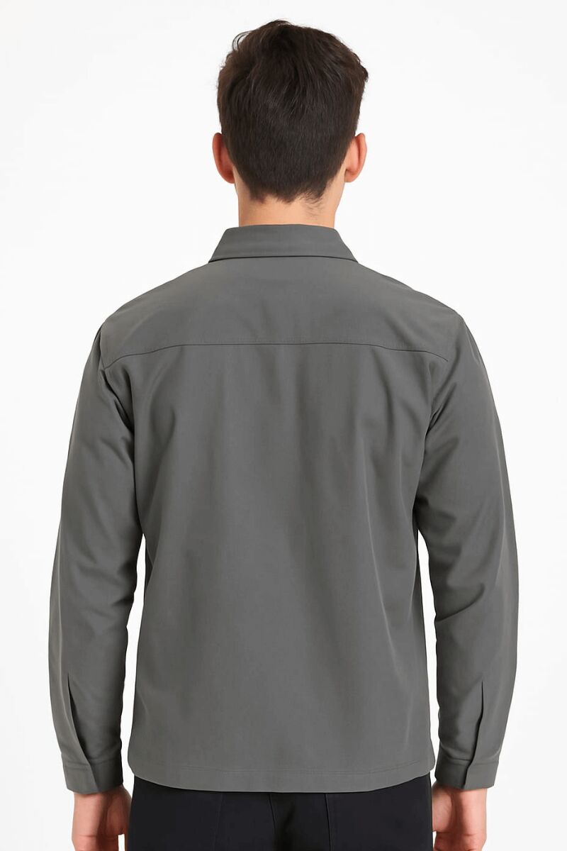 Uzun Kollu Yandan Ceoli Fermuar Kapamalı Polişester Karışımlı Su İticili Ceket 96148 GRİ