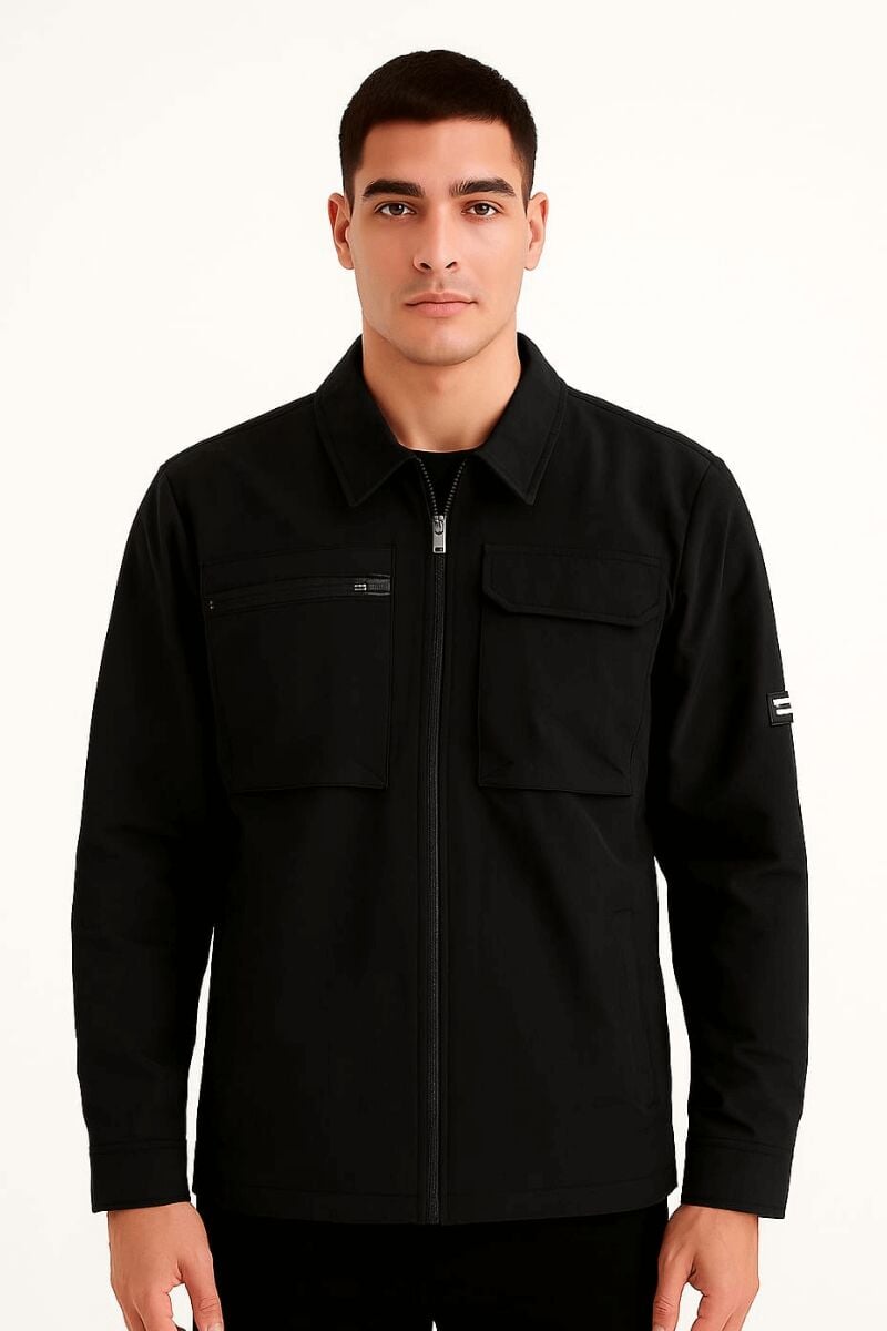 Uzun Kollu Yandan Ceoli Fermuar Kapamalı Polişester Karışımlı Su İticili Ceket 96148 SİYAH