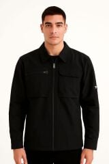 Uzun Kollu Yandan Ceoli Fermuar Kapamalı Polişester Karışımlı Su İticili Ceket 96148 SİYAH