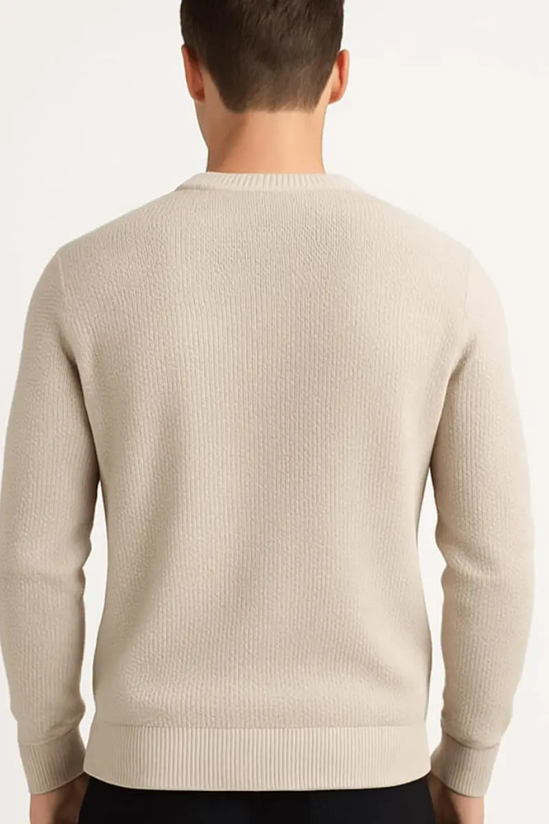 Uzun Kollu Bisiklet Yakalı Desenli Viscon Ve Akrillik Kumaşlı Erkek Triko Kazak