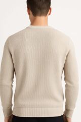 Erkek Triko Kazak Uzun Kollu Bisiklet Yaka – Desenli Viskon & Akrilik Rahat ve Şık Kazak BEJ