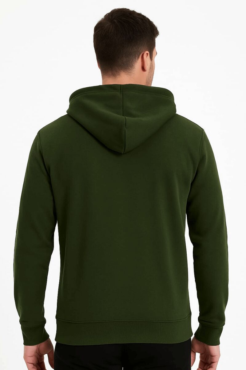 Ön Yazı Baskılı Uzun Kollu Pamuk Karışımlı Kanguru Cepli  Kapşon 762 HAKİ