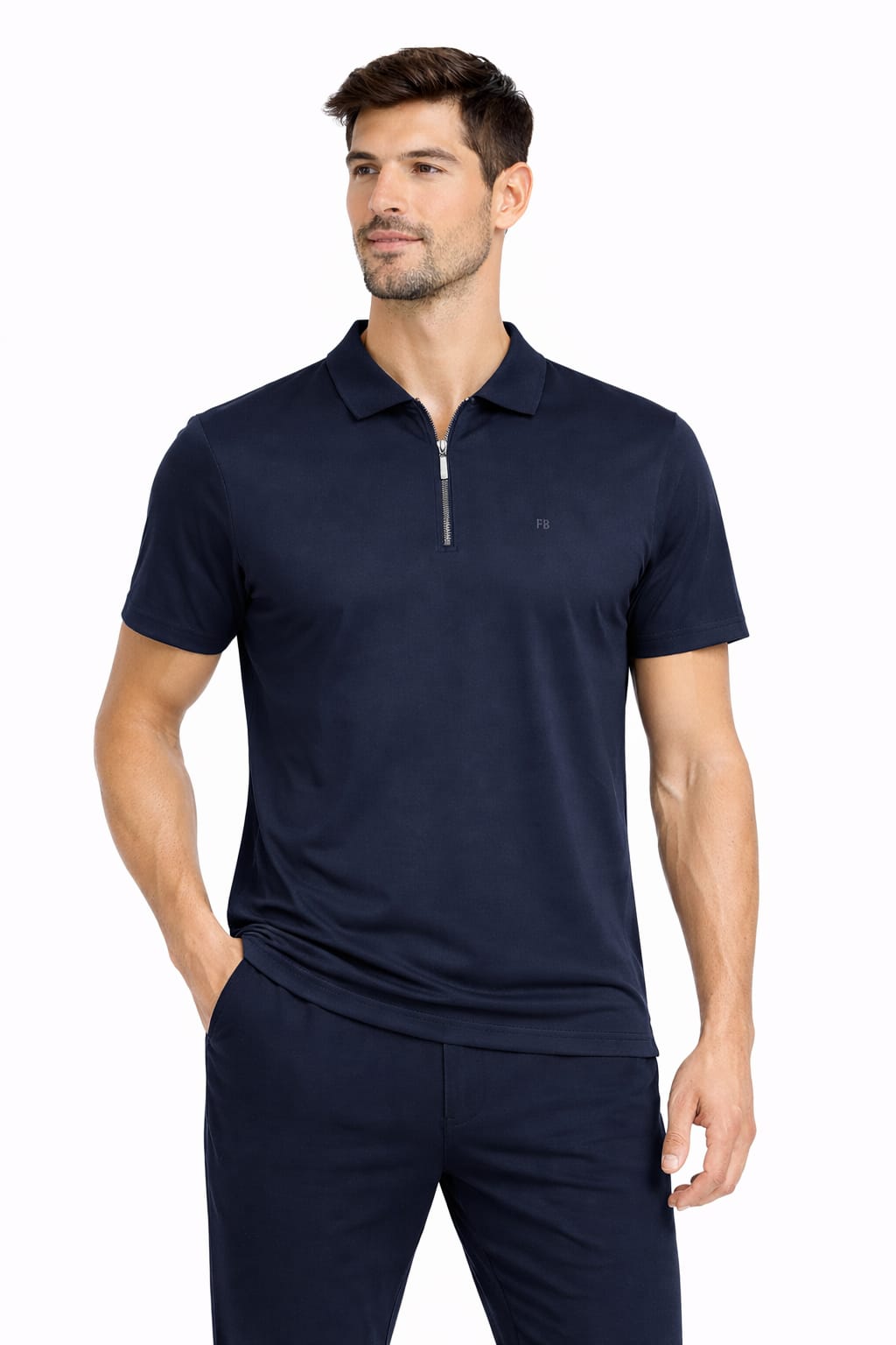 Oysho Regular Fit Polo Yaka Yarım Fermuarlı Kısa Kollu Erkek  Tişört 95314 LACİVERT LACİVERT - L
