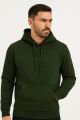 Ön Yazı Baskılı Uzun Kollu Pamuk Karışımlı Kanguru Cepli  Kapşonlu Erkek Sweatshirt 762 HAKİ HAKİ - L
