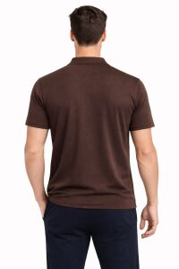 Oysho Regular Fit Polo Yaka Yarım Fermuarlı Kısa Kollu  Tişört 95314 KAHVERENGİ