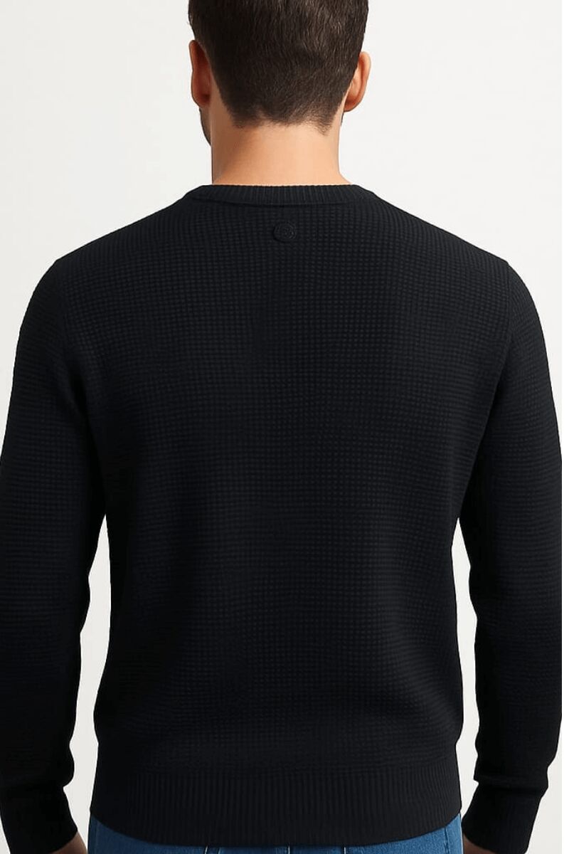 Erkek Triko Kazak Uzun Kollu Bisiklet Yaka – Desenli Viskon & Akrilik Rahat ve Şık Kazak LACİVERT