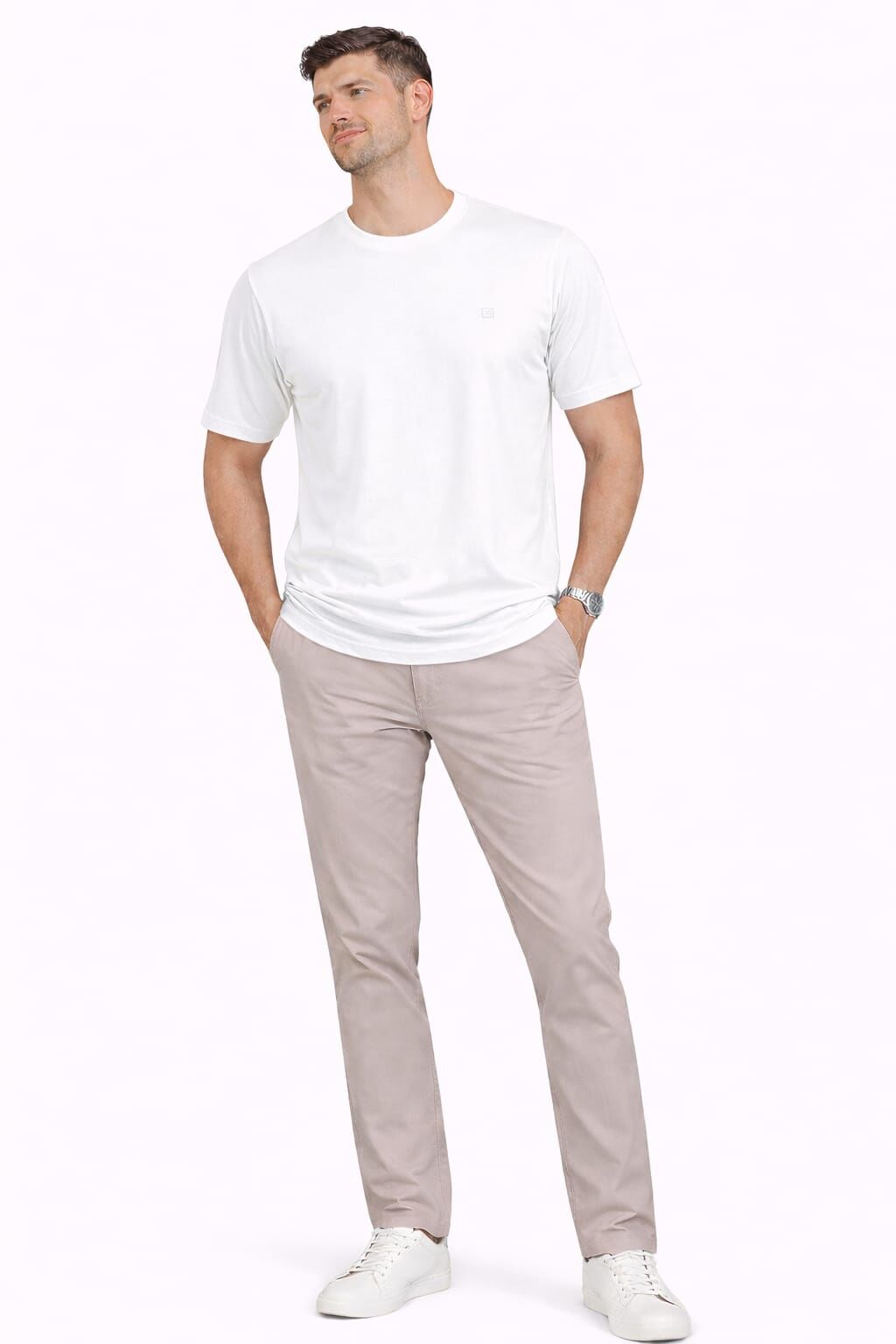 Bisiklet Yakkalı Kısa Kollu Erkek Sade Tshirt 4895 BEYAZ