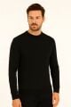 Bisiklet Yaka Uzun Kollu Çizgi Detaylı Pamuklu Regular Kesim Erkek  Sweatshirt 736 SİYAH