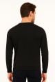 Bisiklet Yaka Uzun Kollu Çizgi Detaylı Pamuklu Regular Kesim Erkek  Sweatshirt 736 SİYAH