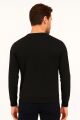 Bisiklet Yaka Uzun Kollu Çizgi Detaylı Pamuklu Regular Kesim Erkek  Sweatshirt 736 SİYAH SİYAH - L