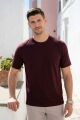 Bisiklet Yakkalı Kısa Kollu Erkek Sade Tshirt 4895 BORDO