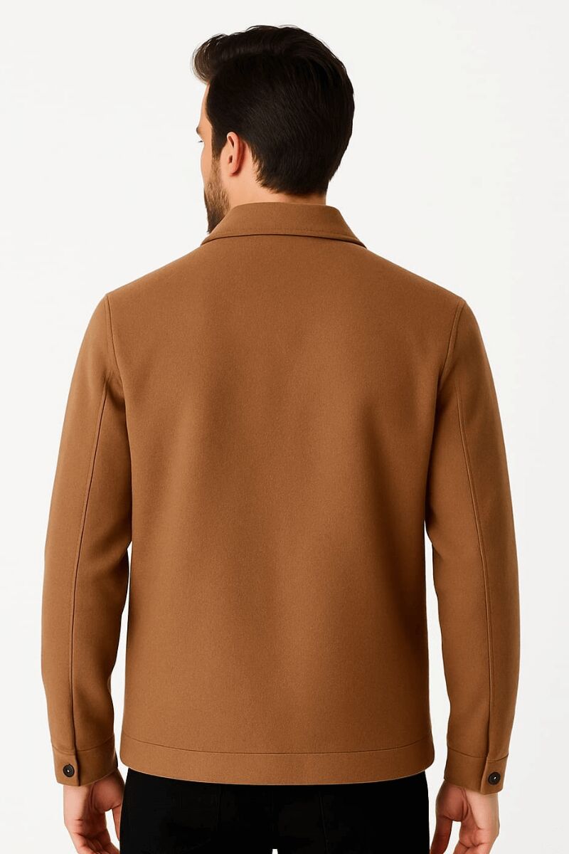Uzun Kollu Fermuarlı Gömlek  Yakalı Sıcak Ve Rahat Erkek Kaşe Mont 983 KAHVERENGİ