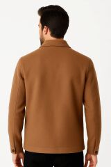 Uzun Kollu Fermuarlı Gömlek  Yakalı Sıcak Ve Rahat Erkek Kaşe Mont 983 KAHVERENGİ