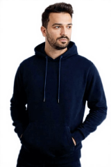 Ön Yazı Baskılı Uzun Kollu Pamuk Karışımlı Kanguru Cepli  Kapşon 762