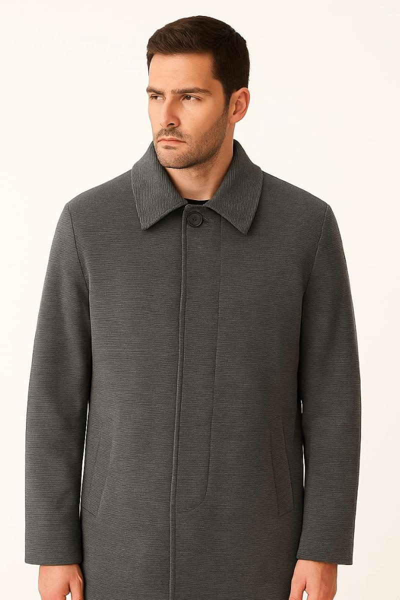 Uzun Kollu Yandan Cepli Kasik Ceket Üstü Kaban Erkek  Kaşe By Brillo E41473