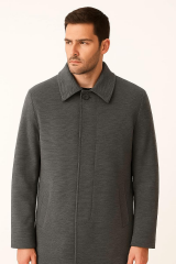 Uzun Kollu Yandan Cepli Kasik Ceket Üstü Kaban Erkek  Kaşe By Brillo E41473