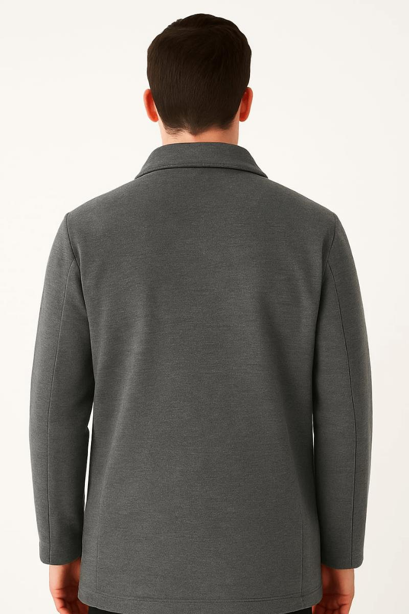 Uzun Kollu Yandan Cepli Kasik Ceket Üstü Kaban Erkek  Kaşe By Brillo E41473
