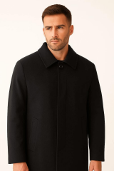 Uzun Kollu Yandan Cepli Kasik Ceket Üstü Kaban Erkek  Kaşe By Brillo E41473